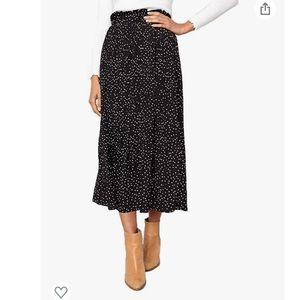 Womens High Waist Polka Dot Pleated Skirt MIDI